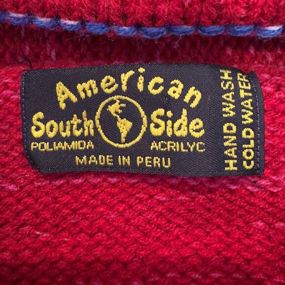 American South Side Sweater Toddler 2T Red Hooded Zip Peruvian Knit Animals - Picture 3 of 6
